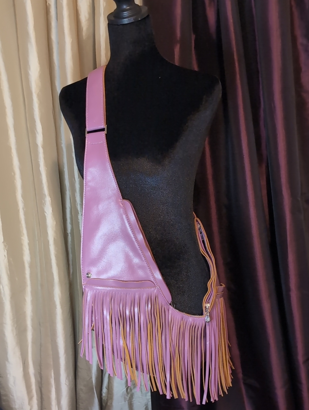 Sash Purple Fringe Crossbody Sling Bag